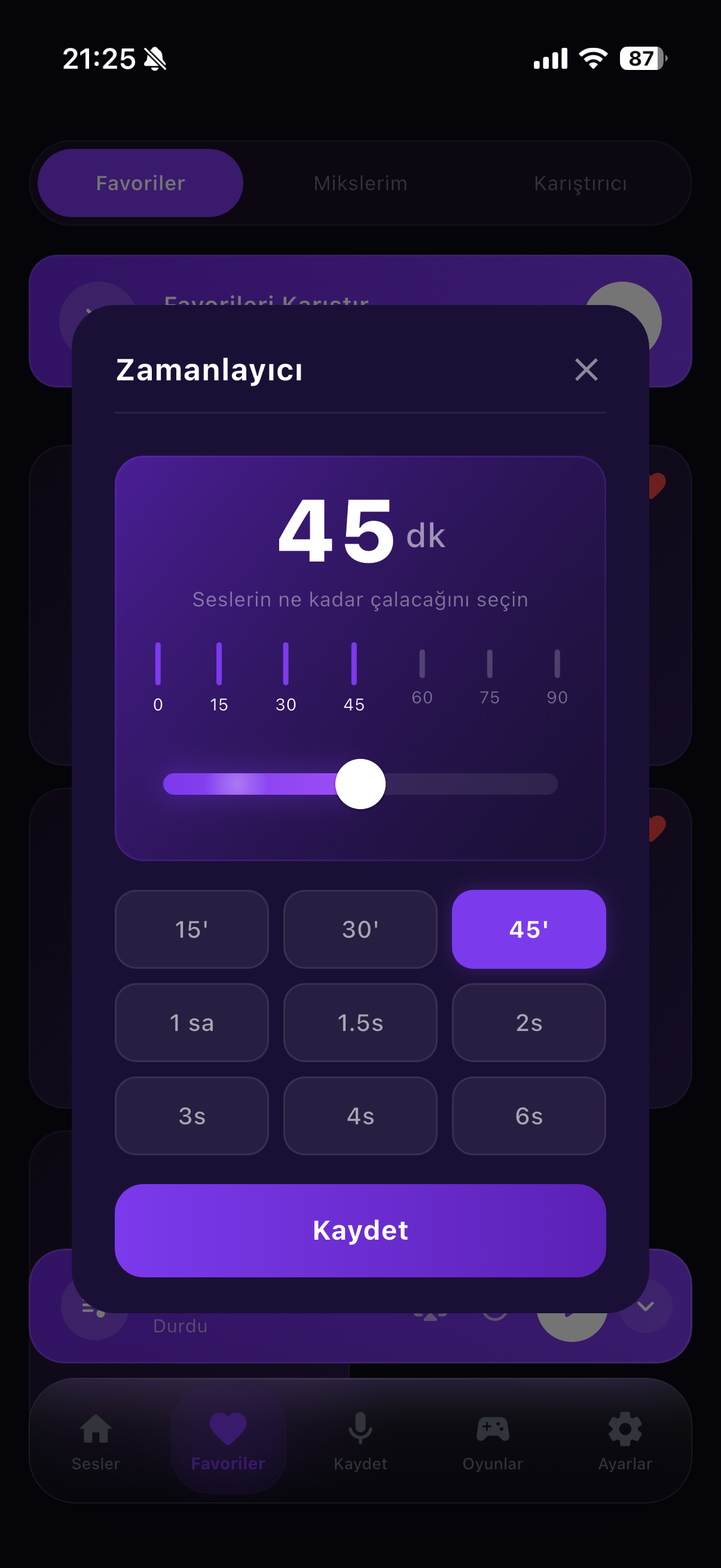 Zamanlayıcı ekranı